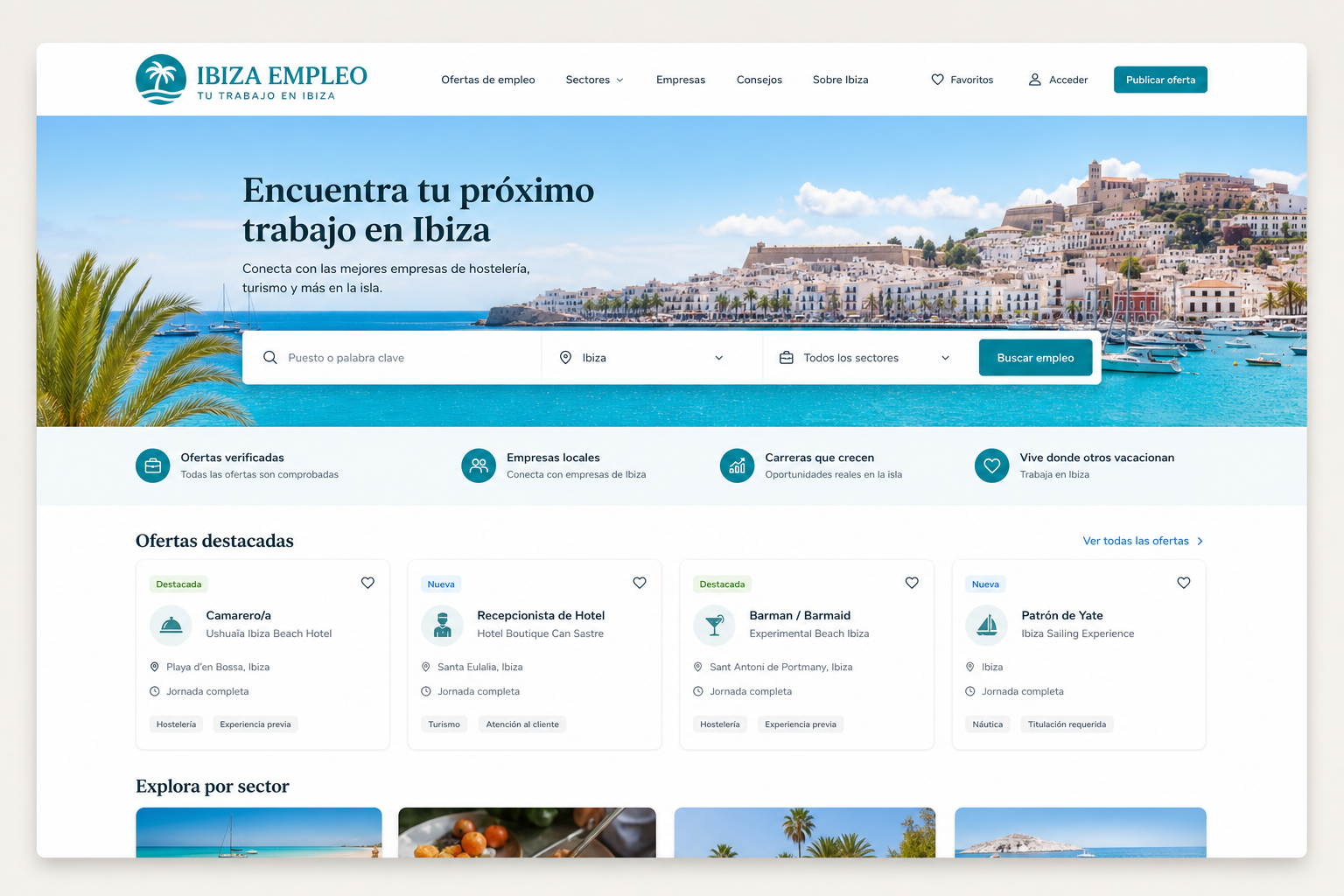 Captura del proyecto Ibizaempleo — portal de empleo local desarrollado con diseño web en Ibiza